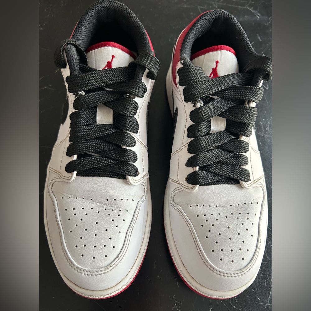 Nike Mens Air Jordan 1 Low White University Red Black Size 8 - gently used - Picture 2 of 6